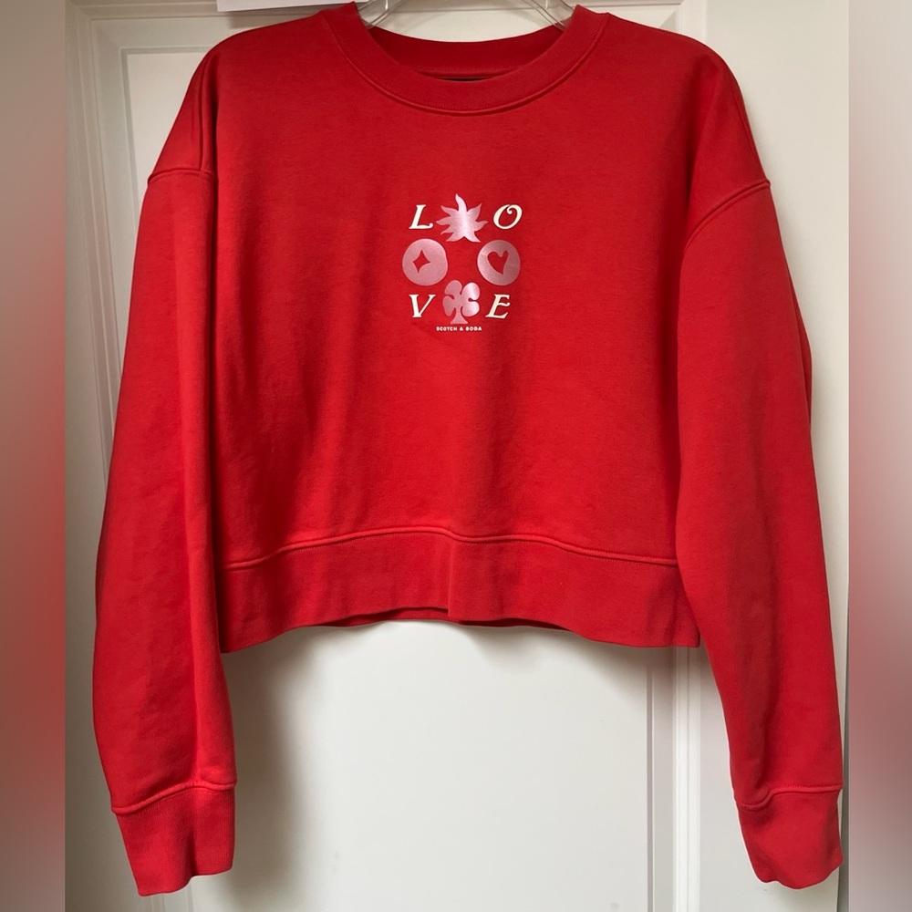 New Scotch & Soda Red Graphic Sweatshirt Organic Cotton Never Been Worn Size S